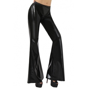 70s Costume Metallic Black Disco Flare Pants - 70s Disco Costumes